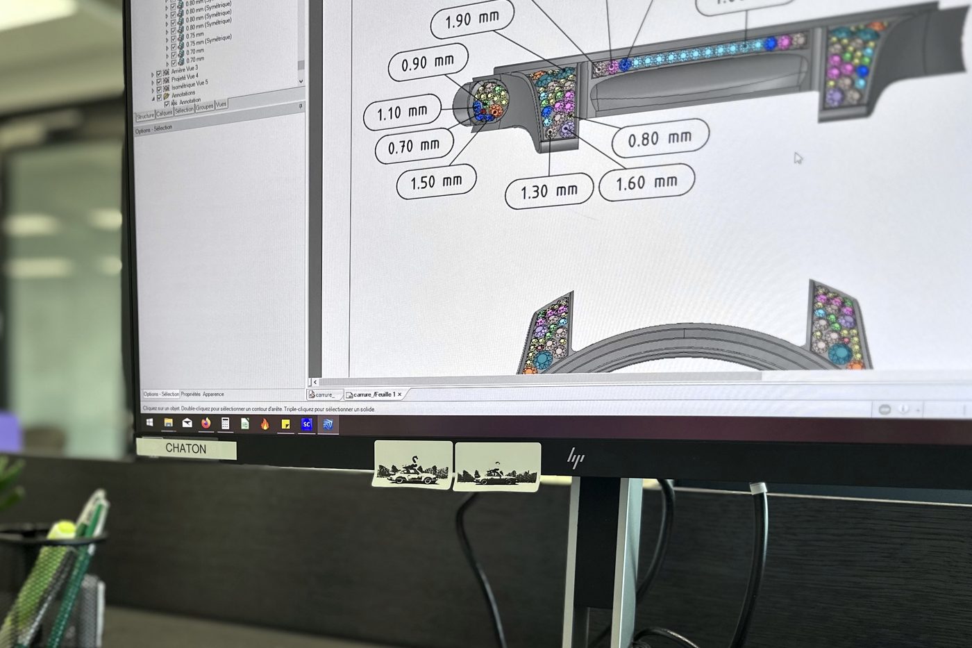 Watch component geometry reviewed against the technical drawing.
